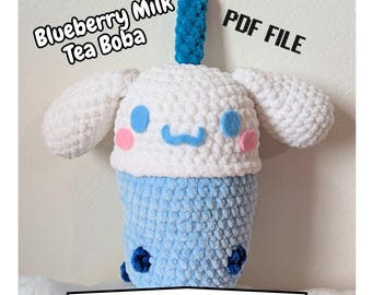 Long Eared Puppy Boba Plush Crochet Pattern PDF | Blueberry Milk Tea Amigurumi