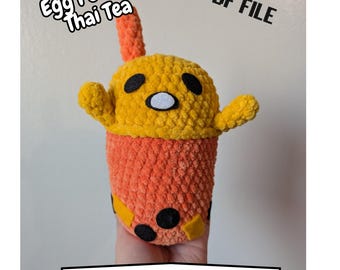 Egg Pudding Boba Crochet Pattern PDF | Cute Bubble Tea Amigurumi Plush | Beginner Friendly Kawaii Crochet Pattern