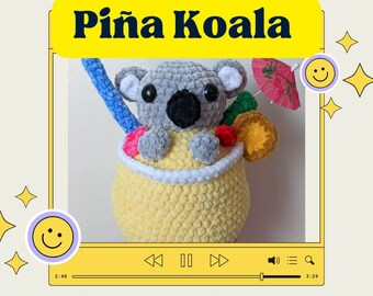 Piña Koala Amigurumi Crochet Pattern | Piña Colada Koala Plush PDF