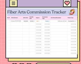 Tracker delle commissioni per le arti della fibra / Tracker degli ordini per uncinetto e maglia / Fogli Google + modello modificabile Canva