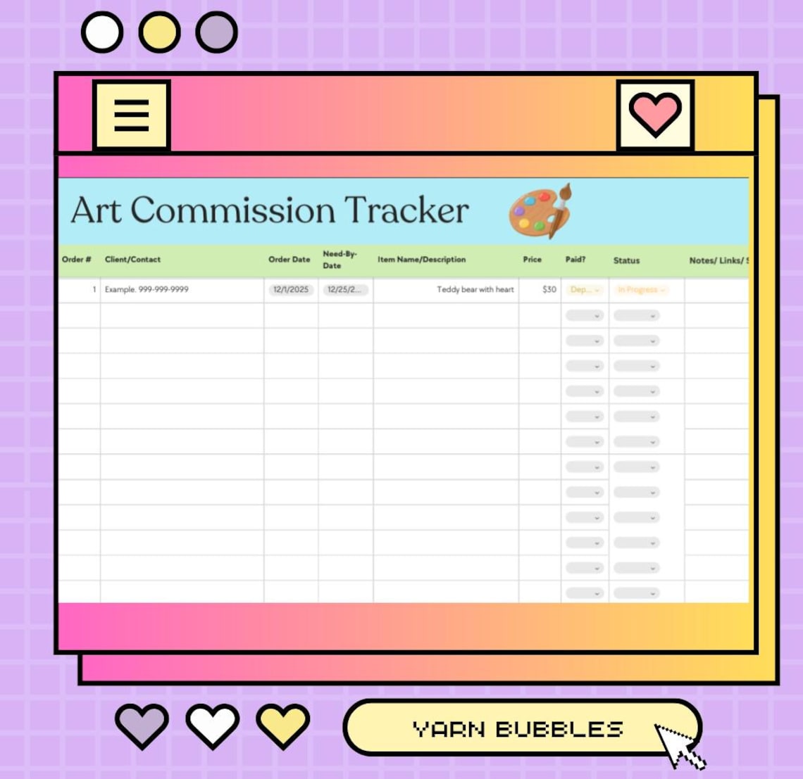 Art Commission Tracker | Artist Order & Payment Tracker | Canva ...