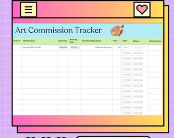 Art Commission Tracker | Artist Order & Payment Tracker | Canva Template | Digital Download