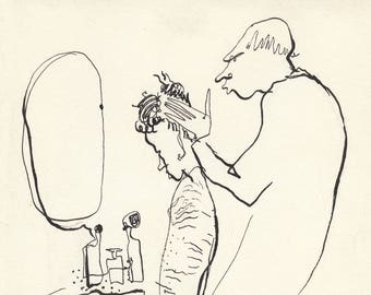 HAIRCUT DAY - most popular print, look at this!  A sketch from the 60&#39;s - by D. Messenger - digital DOWNLOAD