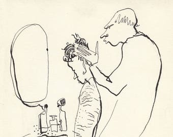 HAIRCUT DAY - most popular print, look at this!  A sketch from the 60's - by D. Messenger - digital DOWNLOAD