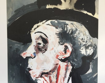 very old 1952 Hat Lady in Oil; by Dorothy Messenger ca PRINT OF OIL; 8.5 x 11 on plain off white stiff paper.