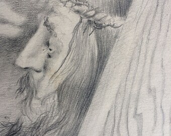 very old 1952 Hat Lady in Oil; by Dorothy Messenger ca PRINT OF OIL; 8.5 x 11 on plain off white stiff paper.