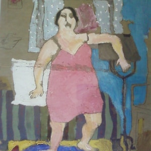 Estelle in Europe; mom was mad at her, A copy on off white acid free paper. FREE SHIPPiNG in U.S.A.