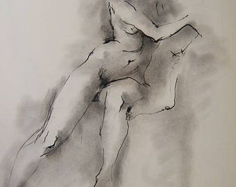 Nude by Dorothy Messenger,   1950's at latest; a copy - on off white acid free paper