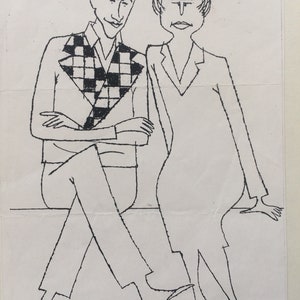 The New Couple, pióro i tusz - NOWE - wydruk. Oryginał nie jest na sprzedaż. Dorothy i tata. ok. 1958