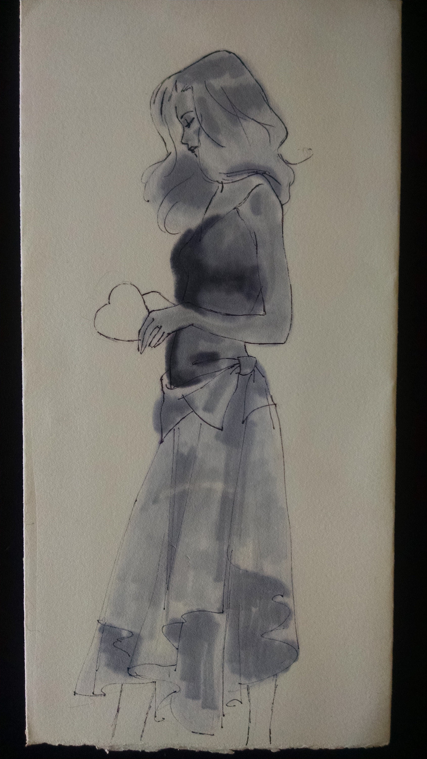 very old 1952 Hat Lady in Oil; by Dorothy Messenger ca PRINT OF OIL; 8.5 x 11 on plain off white stiff paper.