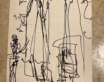 Mystery Figures, an ink sketch, a copy of rare original, 8.5 x 11"