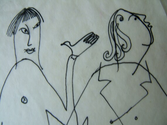 To Begin With Whimsical Cartoon Type Ink Drawing Copy Etsy