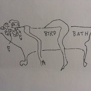 Byrd Bath, uroczy rysunek mojej mamy, ok. 1965 r., kopia na papierze bezkwasowym - BEZPŁATNA wysyłka w USA.
