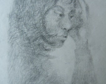 Portrait, lady, unknown subject 2 , on 8x11"on acid free paper. Rare style.