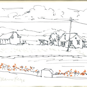 Bel Marin Keys, szkic okolicy z lat 90., 2 formaty; autorstwa Dorothy Messenger, kopia na papierze bezkwasowym 8,5 x 11"