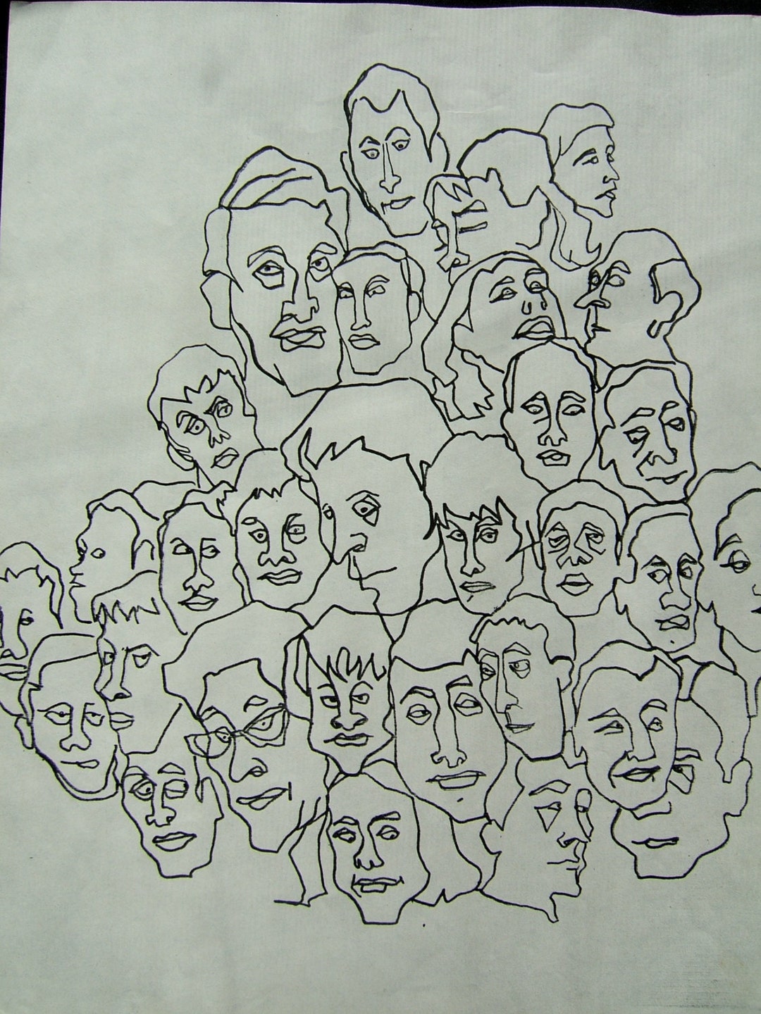 Multiple Human Drawing OUR HUMAN MASKS Multi-faces, Pen and Ink Drawing Suitable for Framing ...