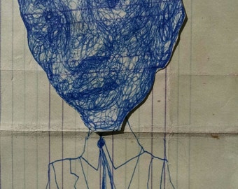 FLOAT HEAD Inky Suit and Tie Guy, copy of small sketch, this is a digital file - a scan of original.