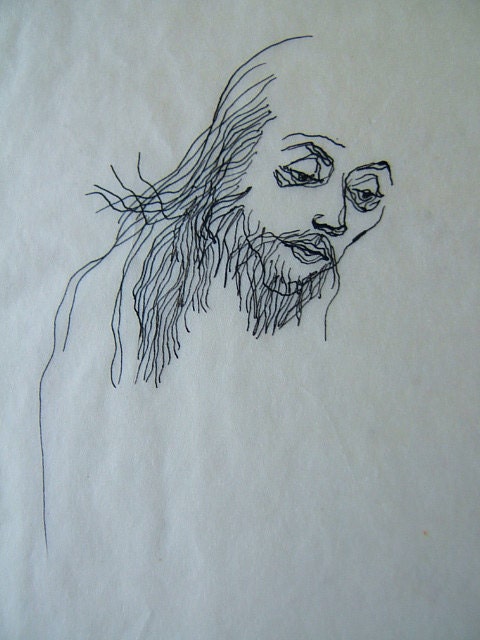 BALDING JESUS, by D. Messenger, copy of rare original pen drawing, a copy, unsigned
