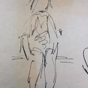 Dziecko na pokładzie statku, lata 40. XX wieku, szkic D. Messengera, 8,5 x 11 cali, z lat 40. XX wieku, chroniony prawami autorskimi, na papierze.