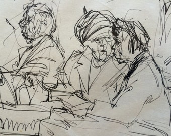 An Odd Grouping; really nice clear Pen & Ink Drawing, a print on acid free paper.  Good drawing.