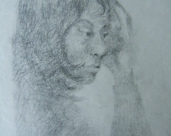 Portrait of Woman, Pencil Original, 11x8, FedEx Ground, with letter of certification.  ORIGINAL