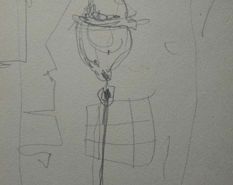Paris Lamppost,  The  original,  ink drawing, unsigned, rare;  1949; by Dorothy Messenger  Prints are Available TOO!