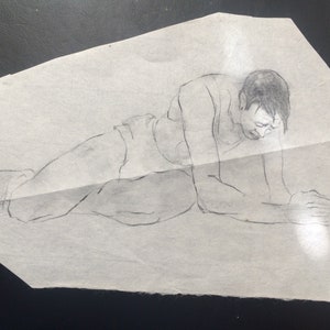 ANOTHER FALLEN MAN, #2 Kolejny na papierze Tissue, oryginał, około 7" x 5" 1955.