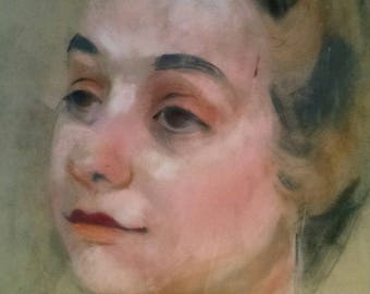 DONNA, early, Pastel Portrait #3,  rare original on off white, acid free paper.  Free ship in UsA Make offer. Dorothy  Messenger