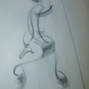 ESPADA - El Esgrimista - ca. 1955 - dibujo a lápiz, líneas ligeras, bonito, copia del original, preguntar por el original.