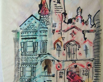 THE OLD FIREHOUSE - Small Church, real title is "Old Firehouse"/ Probably in Europe.  On 8.5x11" natural tone framable paper.