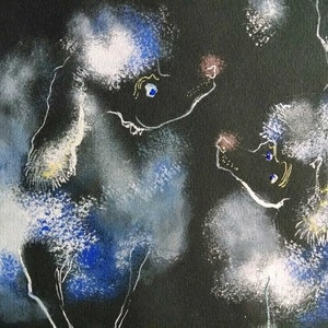 Poodles Playing - a copy of rare piece by Dorothy Messenger, on acid free paper FREE SHIPPiNG in U.S.A.   Large is on sale