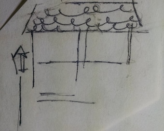 A Small House, copy of cute sketch, rare style, Original, about 3x2.5", small, on paper.   PRINTS are Available TOO!