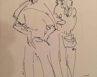 The Standing Duo,  copy of original, on acid-free paper,  By my mother; Dorothy  Messenger - FREE shipping in USA.