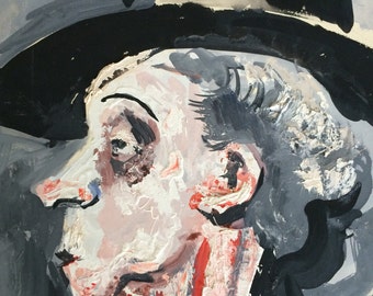 Hat Lady in Oil; by Dorothy  Messenger ca. 1952, very old, the original, about 15 x 22".  Shipped Fedex.