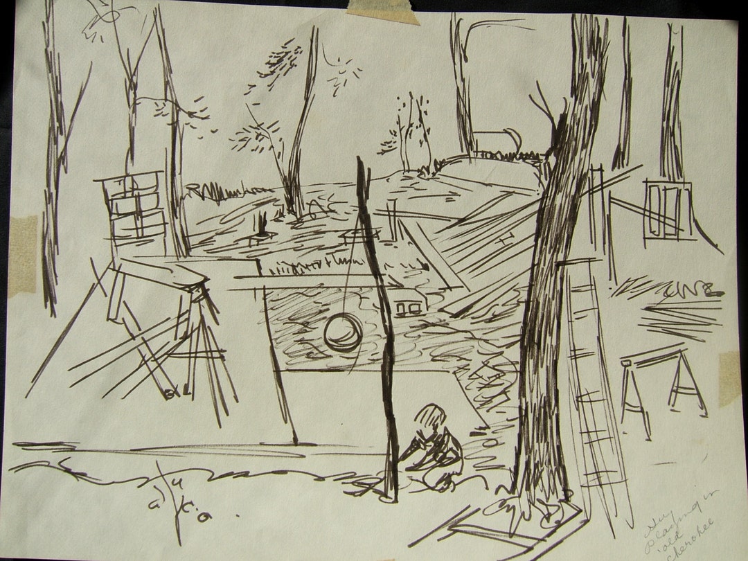 Tetherball pencil Drawing by Dorothy Messenger B&w on off White Acid