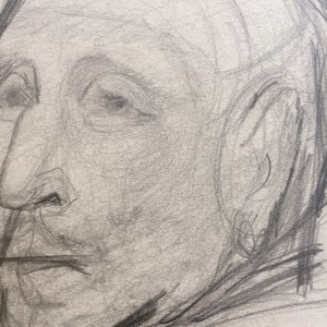 PORTRET portretu PETERA Kouscha, Oryginalny portret „Dr Peter Kousch” ok. 1949 Oryginalny szkic, mały, szkic ołówkiem. 6" x 9,25"