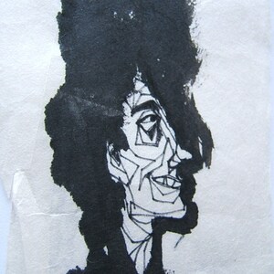 Big Hair Guy - copy of sketch by D Messenger - ink and paper  a copy.   By my mother; Dorothy  Messenger, copyright