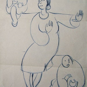 Fumetto tondeggiante dei Goony Folks, probabilmente primi anni '40, copia, disegno a inchiostro, D. Messenger - molto raro. Copia su carta biancastra priva di acidi.