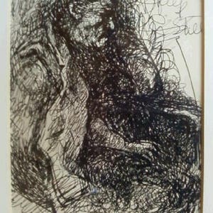 KEEP STILL - Very Still Man, oryginalny szkic ołówkiem, 3 x 5", Oryginalny szkic tuszem, rzadki, autorstwa D. Messenger; DOSTĘPNE SĄ RÓWNIEŻ WYDRUKI!