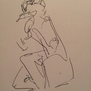 Very Odd Sitting Figure, autorstwa Dorothy Messenger, zwinięta w tubie, BEZPŁATNA wysyłka w USA. Szkic ze szkicownika.
