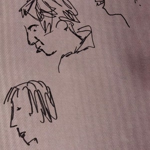 TINY Faces; Trzy twarze ze szkicownika, z Europy, ok. 1994 r., kopia na papierze, DARMOWA WYSYŁKA w USA.