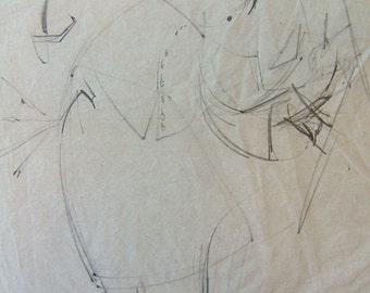 SALE Mom Drawing, a whimsical self portrait sketch, very loose lines, Ink. Copy. Inquire about the original.