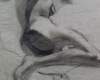 Original NUDE about 11" x 13", on tissue paper, some rolling folds but in good shape, ca. 1960.