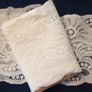 Vintage White Wide Lace Edge Trim 5 inch Wide Textured Trim Sewing Lace Sewing Ephemera
