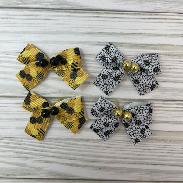 24 Honey Bee Dog Hair Bows! Pet Accessories for Dog Groomers! Top Knot Puppy Dog Bows