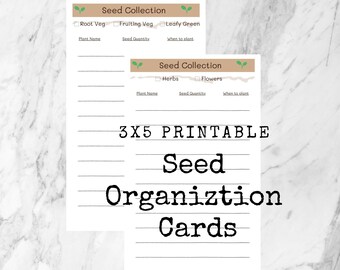 Printable Seed Inventory, Collection, garden organization, Plant collection 3x5 Cards template