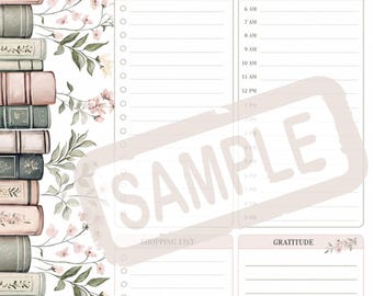 Daily Planner Pretty Printable: Undated, US Letter, Digital Download, Cottagecore