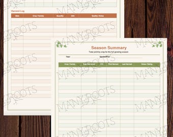 Garden Harvest Log Template, Reusable Digital Planner, Weather & Vegetable Log, Download PDF, Journal Template