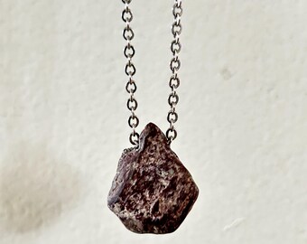 Purple Stone Pendant Necklace – Rustic Nature Jewelry, Natural Boho Gift, Handmade Stone Charm