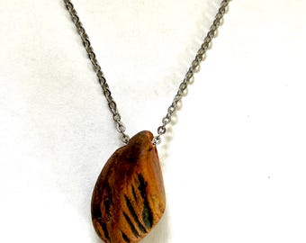 Natural Wood Pendant Necklace – Rustic Nature Jewelry, Boho Gift for Her, Handmade Wooden Charm